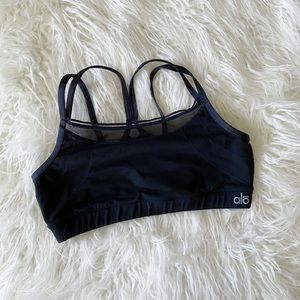 ALO black mesh strappy sports bra S